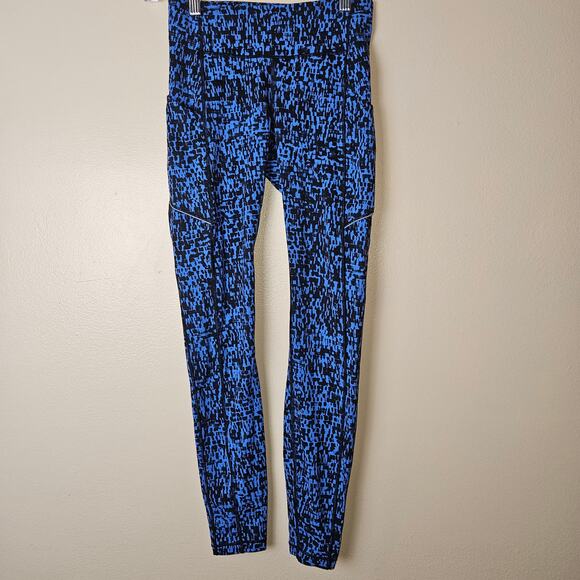 Lululemon Womens Speed Up Tight Urban Block Wild Bluebell Black 4 - Picture 1 of 5